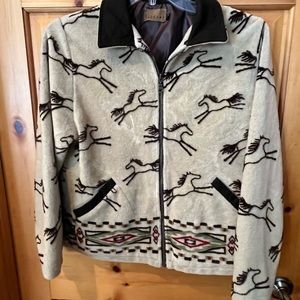 Tsunami primitive horse western pattern equestrian fleece zip jacket